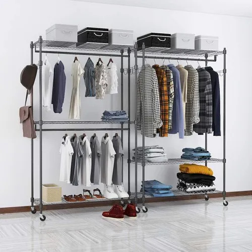 Mild Steel Powder Coated Garment Hanging Stand - Color: Black