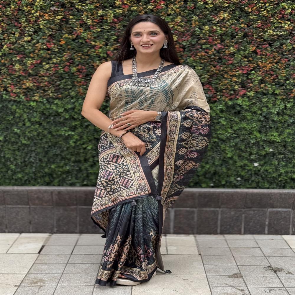 Ikat Multicolor Saree - Fabric Type: Art Silk