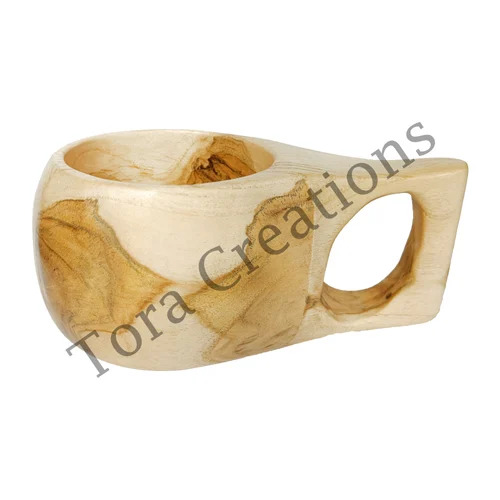 Tora Teak Wood Cup Single Piece No Joint Export Quality Handmade (TCMC8513)