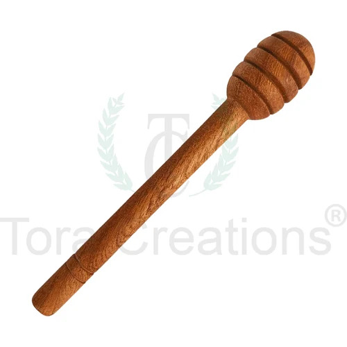 Tora Neem Wood Honey Dipper Export Quality Handmade (Tcnc9508) - Color: Brown