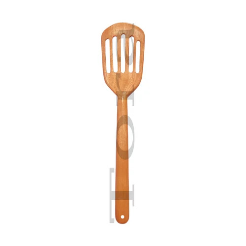 Tora Neem Wood Slotted Spatula Export Quality Handmade (TCNU9003)
