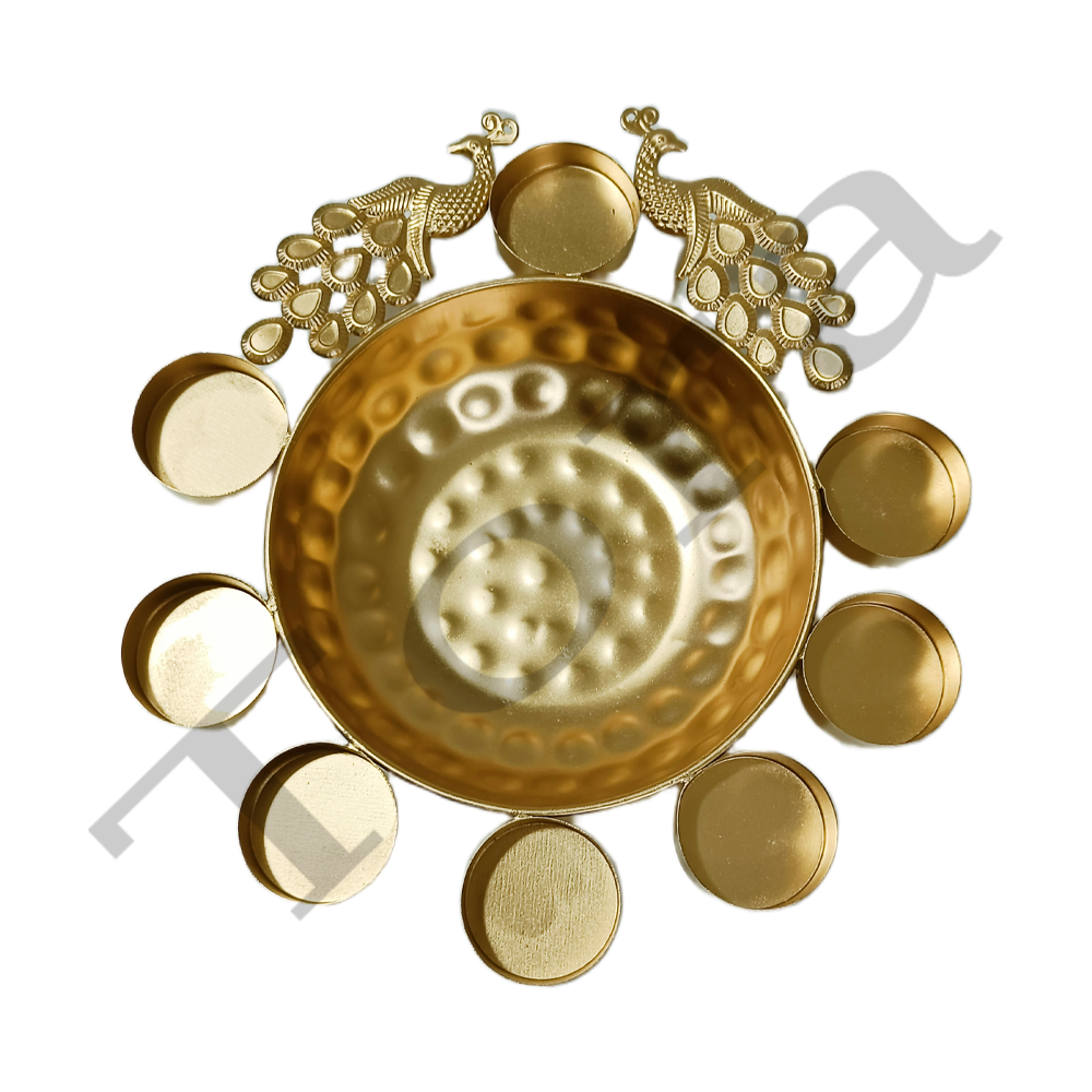 Tora Decorative Round Peacock Shape Urli Bowl Export Quality (TCLH6544