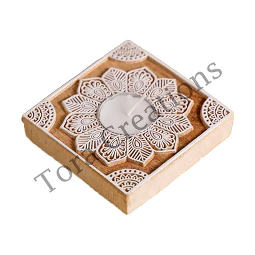 Tora Wooden Bark Tealight Candle Holder for Diali Home Decor