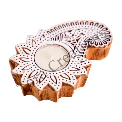 Tora Wooden Tealight Holder Export Quality Handmade  (TCLH6546)