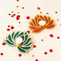 Diwali Metal Tea Light Candle Holder - Color: Gold