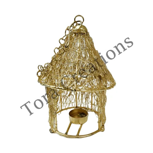 Tora Metal Hut Shape T Light Candle Holder (TCLH6529)