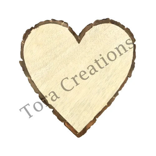 White Mango Wood Heart Shaped Wooden Coaster