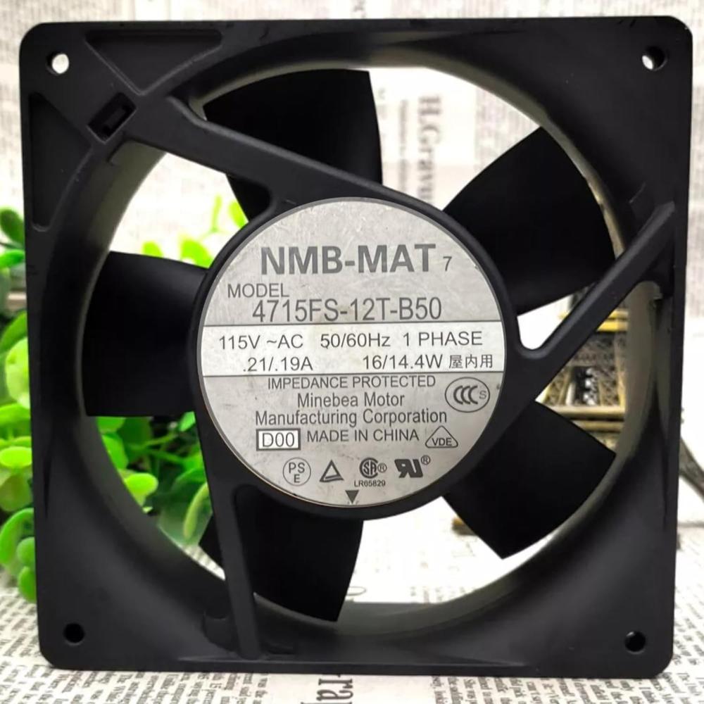 NMB 4715FS-12T-B50 Axial Fan 115V-50/60Hz .21/.19A 16/14.4W DC Brushless Air Cooling Fan 3100 RPM 120 * 120 * 38mm 2Wire (Metal)