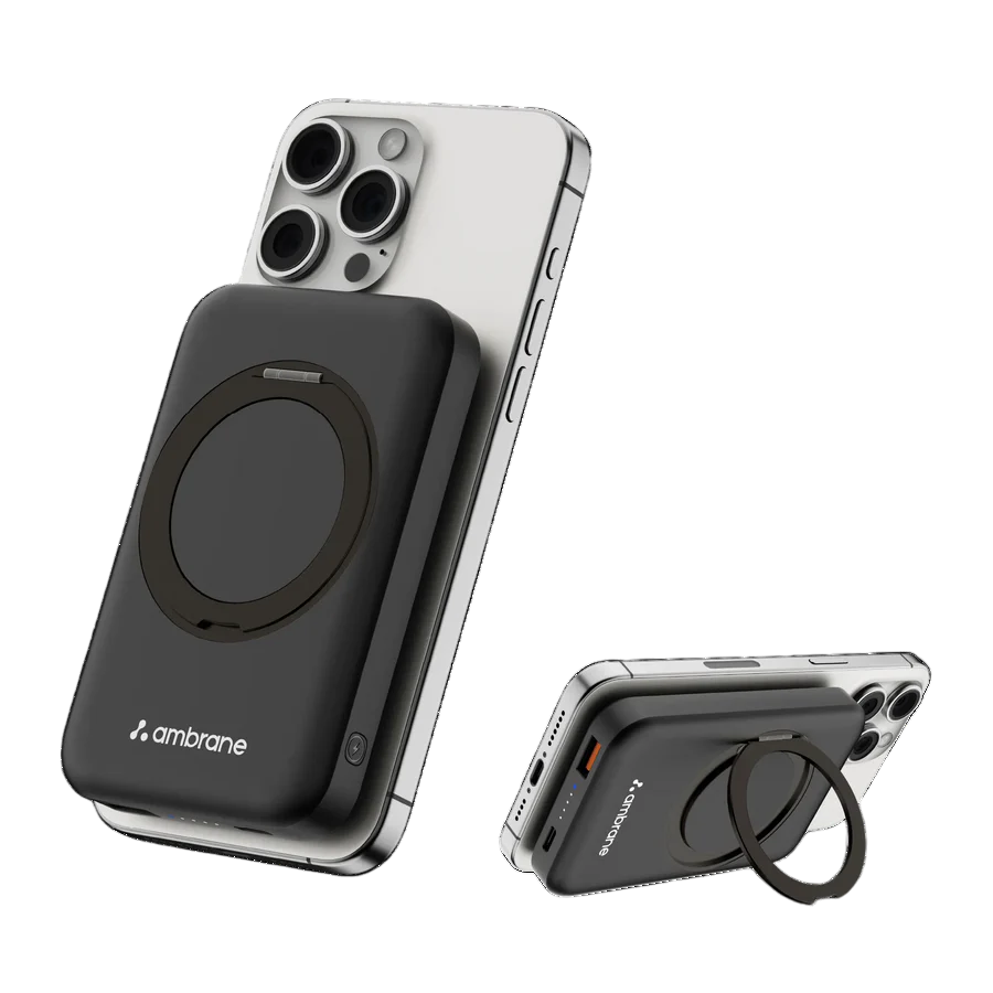 Aerosync Mount 10000mAh Magsafe वायरलेस पावर बैंक मोबाइल स्टैंड के साथ