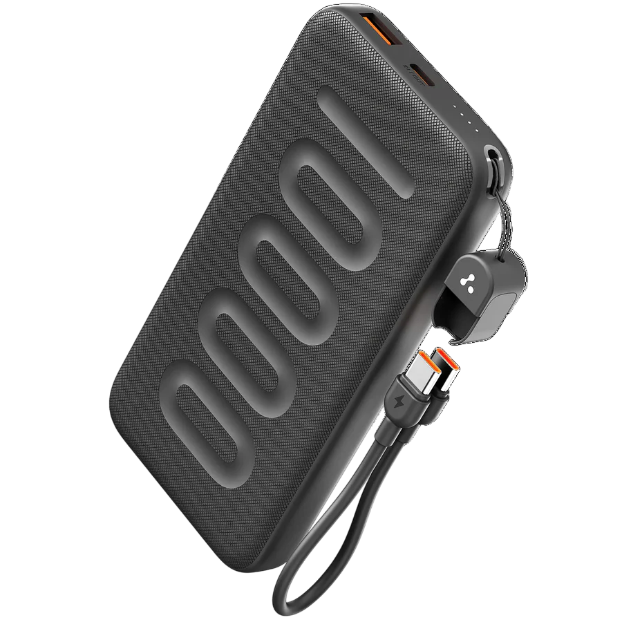 Stylo N10 10000mAh तेज़ चार्जिंग पावर बैंक जिसमें इन-बिल्ट केबल है।