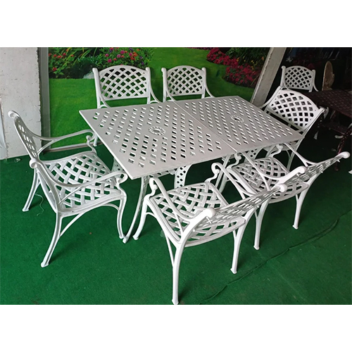 Cast Aluminum Outdoor Furniture Dinning Set - Color: White