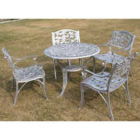Cast Aluminum Garden Table Chair Set - Color: Gray