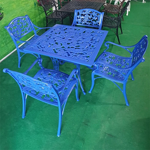 Prabh Enterprises Cast Aluminium Grapes Design Square Table Set