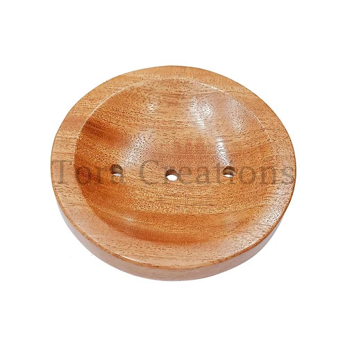 Neem Wood Soap Dish Round