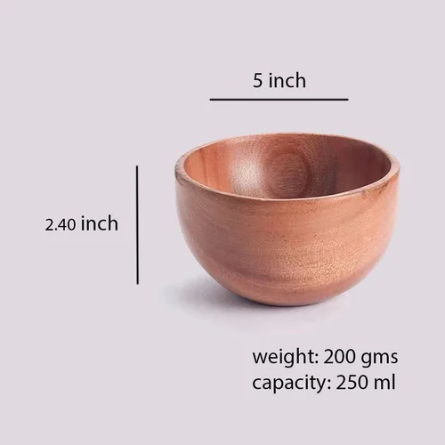 Neem Wood Serving Bowl 5 Inch - Color: Brown