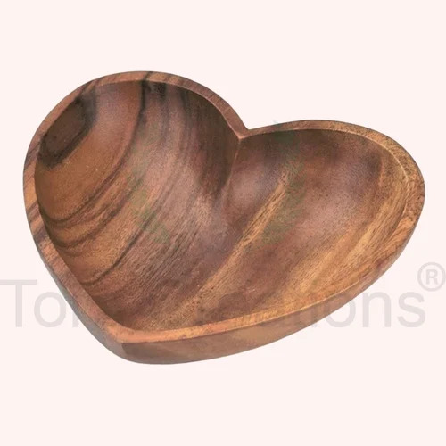 Tora Neem Wood Heart Shape Serving Bowl Export Quality Handmade (TCNB10012)