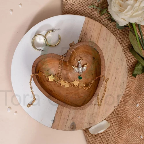 Heart Shape Wooden Bowl - Color: Brown