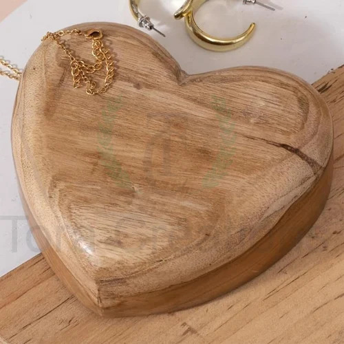 Heart Shape Wooden Bowl - Color: Brown