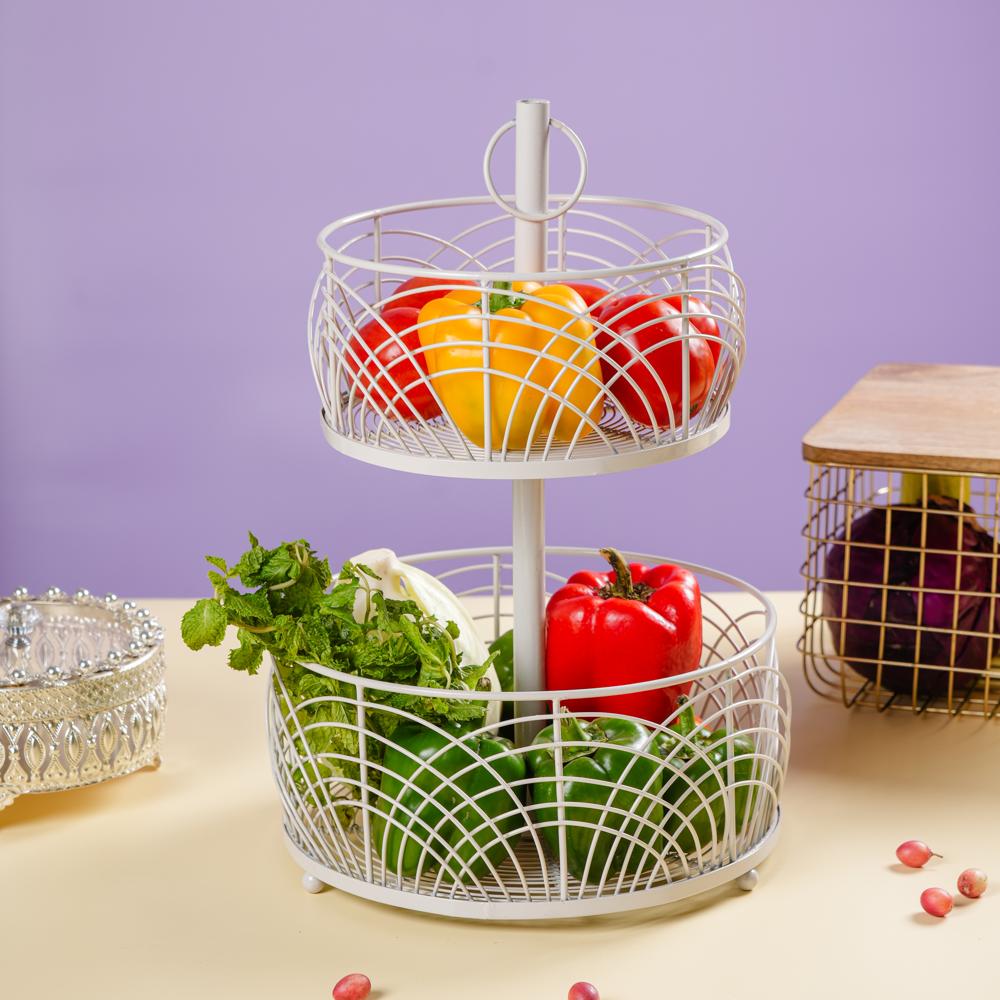 #twotierbasket #kitchenorganization #homedecor #fruitbasket #veggiestorage #stylishstorage #homeinspiration #organizationideas