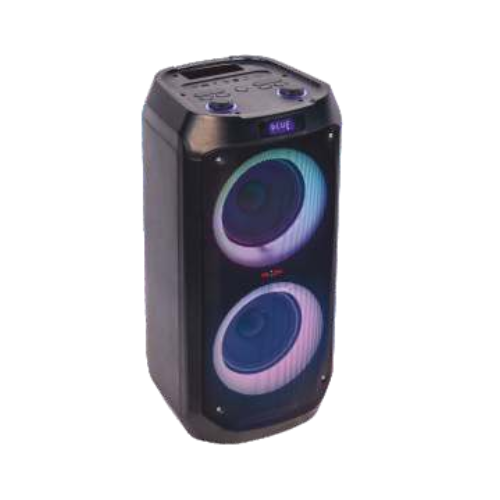Party Light Speaker - Dual 8" Woofers, Dual 2.5" Tweeters, 80w Output, Black | Elegant Led Lights, Bluetooth Support, Low Noise