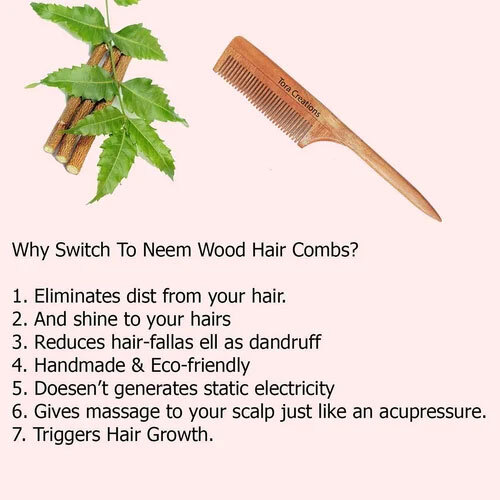 Neem Wood Hair Comb - Age Group: Suitable For All Ages