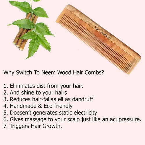 Rose And Neem Wood Long Hair Comb For Professional
