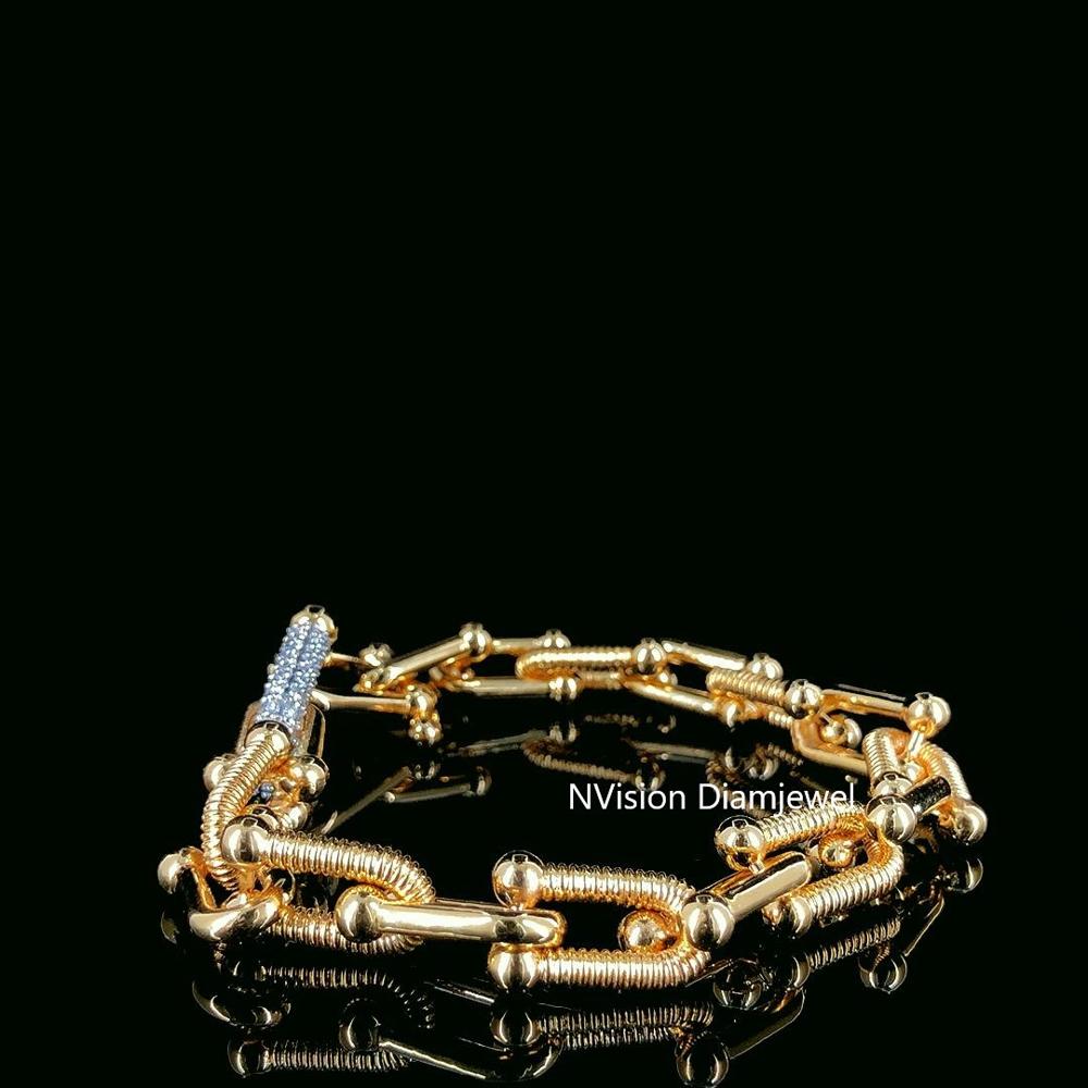 Bold Luxe Coil Link Gold & Natural Diamond Accent Bracelet