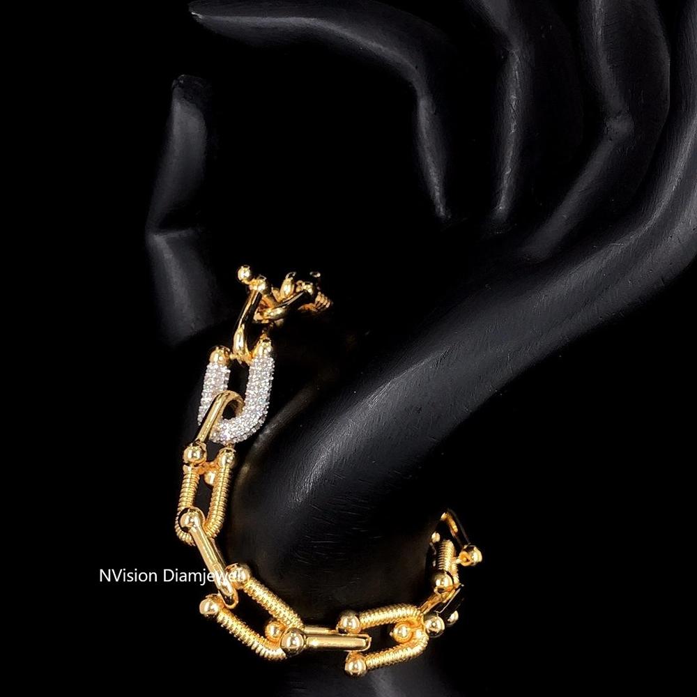 Bold Luxe Coil Link Gold & Natural Diamond Accent Bracelet