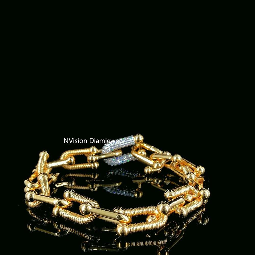 Bold Luxe Coil Link Gold & Natural Diamond Accent Bracelet