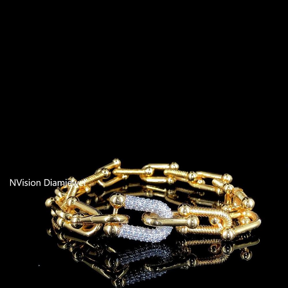 Bold Luxe Coil Link Gold & Natural Diamond Accent Bracelet