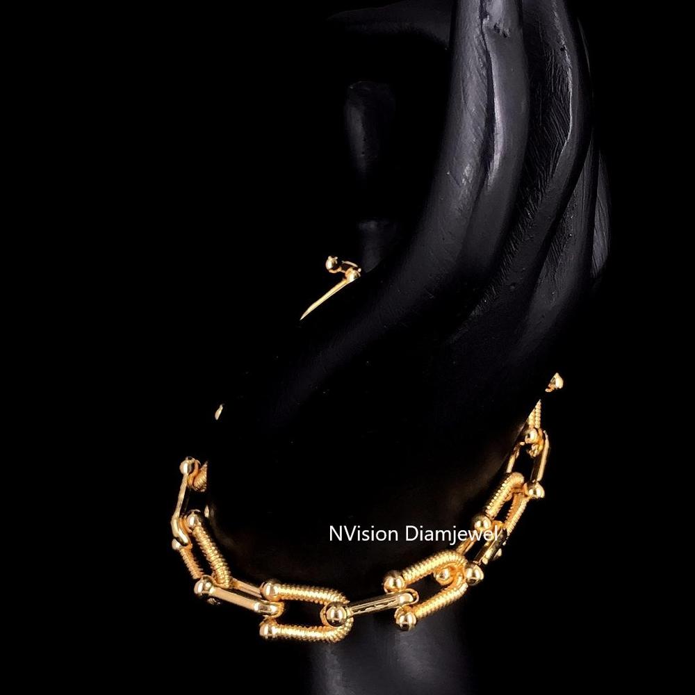 Bold Luxe Coil Link Gold & Natural Diamond Accent Bracelet