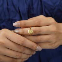 Cushion Cut Vivid Yellow Lab-Grown Diamond IGI Certified Solitaire Ring