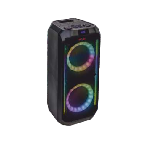 Party Light Speaker - Plastic | Dual 10" Woofers, 2.5" Tweeters, Led Lights, 120w Power, 12v 9ah Battery, Bluetooth & Multi-connectivity Options