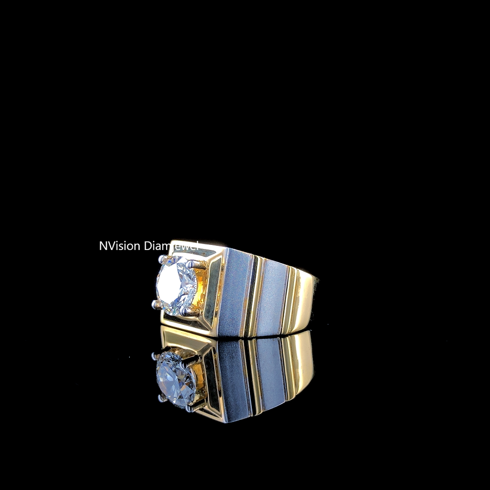 Regal Bold Two Tone Solitaire Diamond Mens Ring