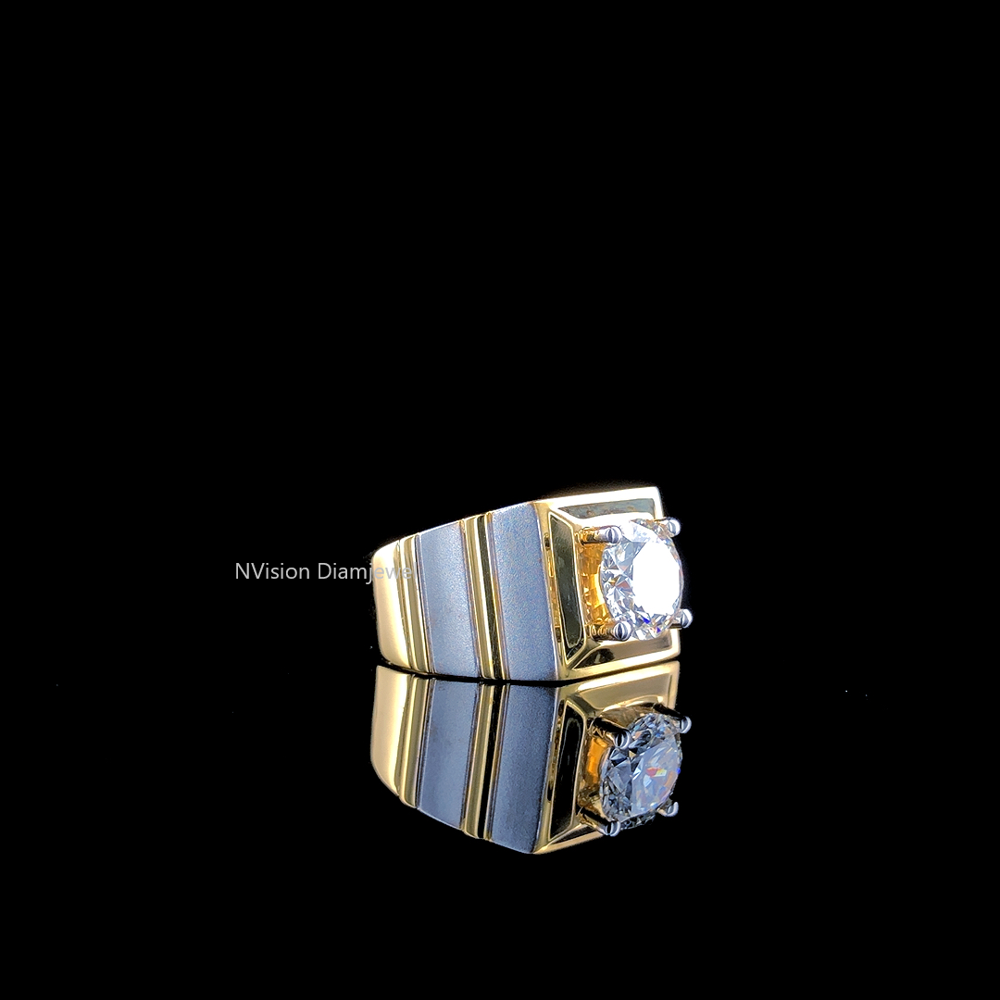 Regal Bold Two Tone Solitaire Diamond Mens Ring