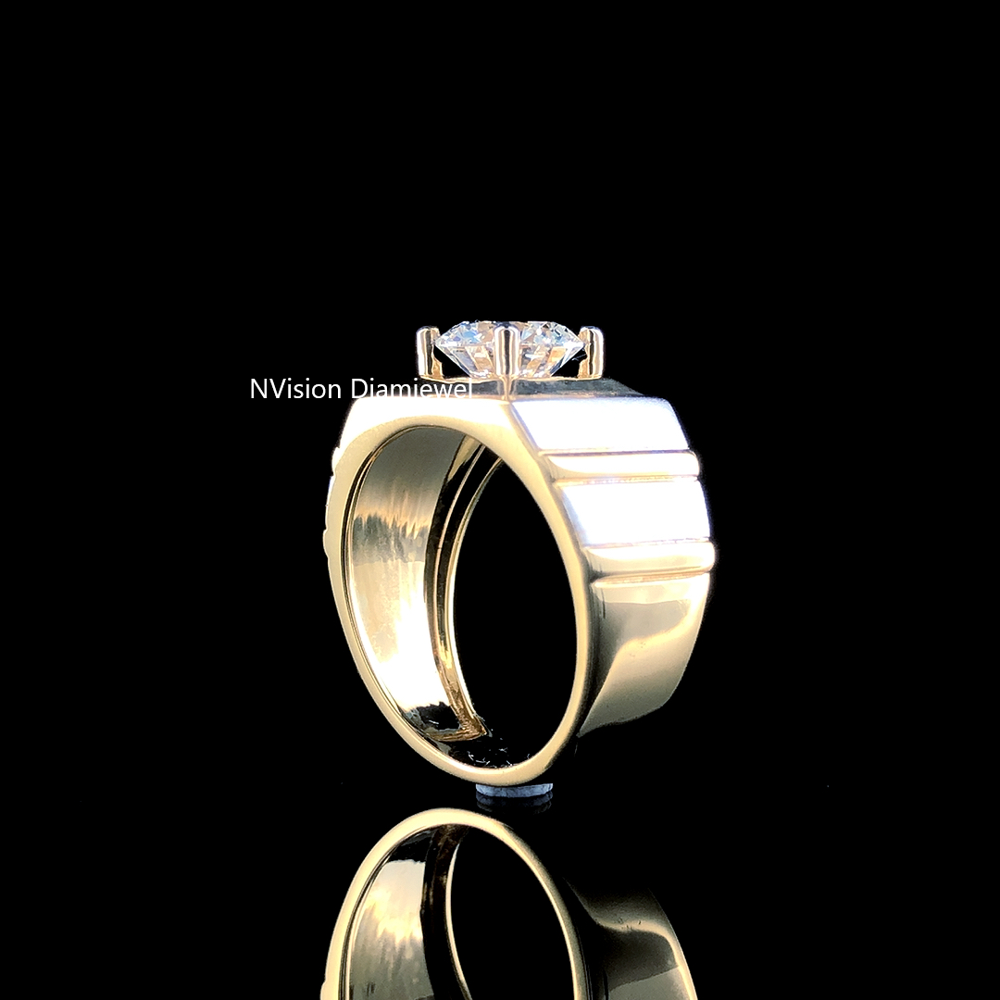 Regal Bold Two Tone Solitaire Diamond Mens Ring