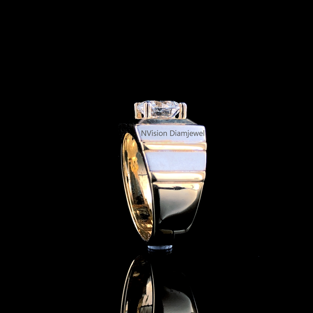 Regal Bold Two Tone Solitaire Diamond Mens Ring