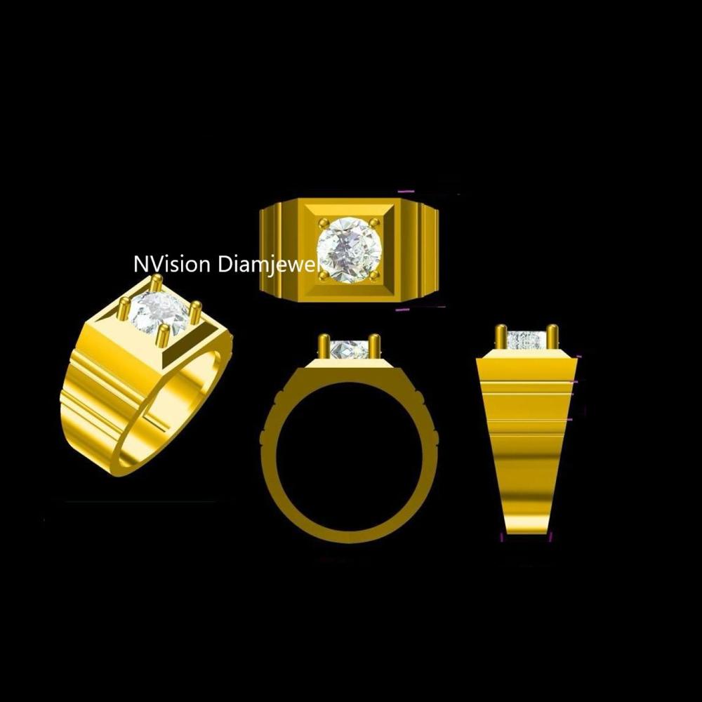 Regal Bold Two Tone Solitaire Diamond Mens Ring
