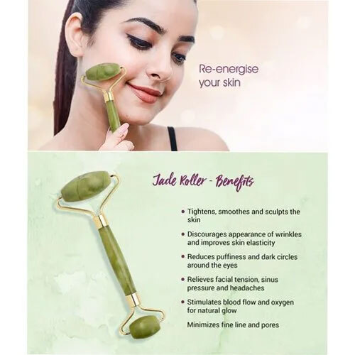 Green Jade Face Roller - Dimension (L*w*h): 14.5 X 01 X 05.5  Centimeter (Cm)