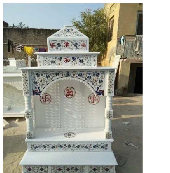 Carved Inlay White Marble Temple - Hardness: High