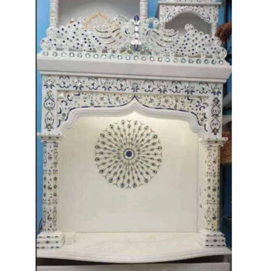 Carved Inlay White Marble Temple - Hardness: High