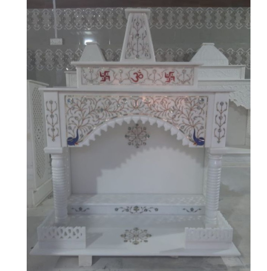 Carved Inlay White Marble Temple - Hardness: High