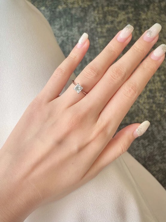 Princess Diamond Ring, - Color: White