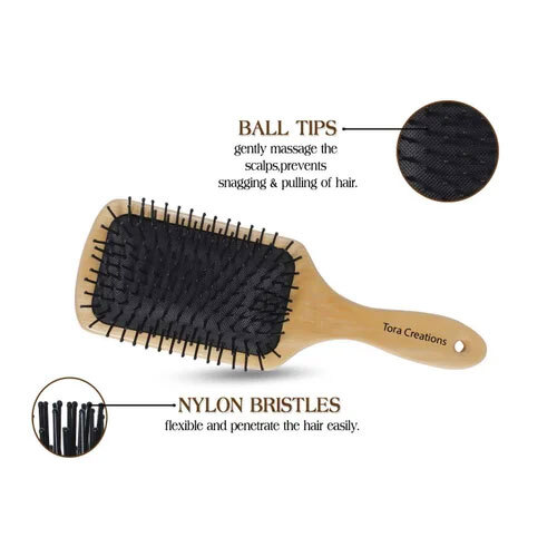Wooden Paddle Hair Brush By Tora Creations
