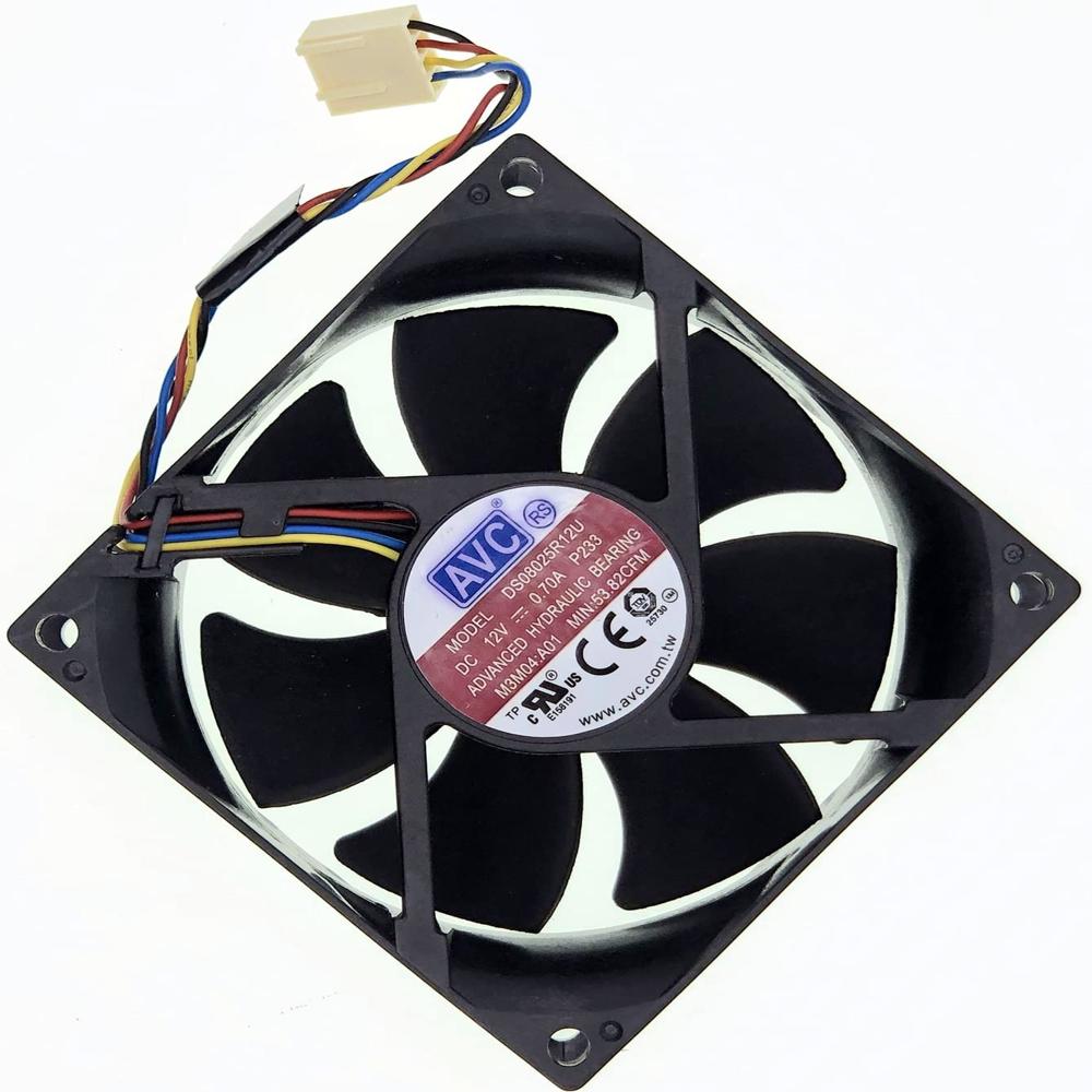 AVC DS08025R12U 8025 CPU Case Fan 4-Wire/4-pin 64CFM DC12V 0.70A Compatible with Dell TJ5T2XPS 8100 Inspiron 580 580s