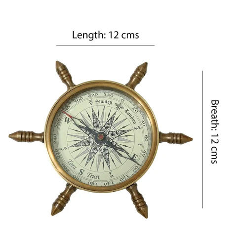Brass Ship Wheel Compass - Feature: High Quality