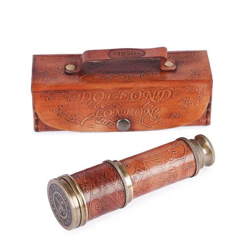 Brass Telescope With Leather Cover By Tora Creations