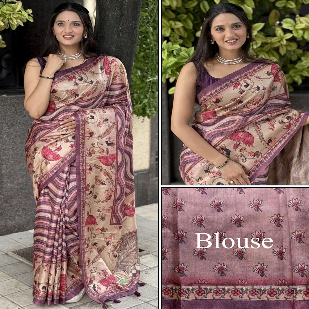 Designer Wi-ne Color Saree For Women - Color: Beige