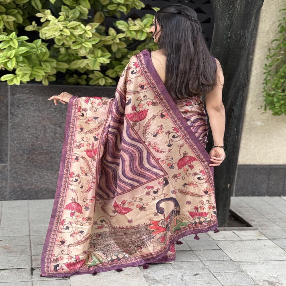 Designer Wi-ne Color Saree For Women - Color: Beige