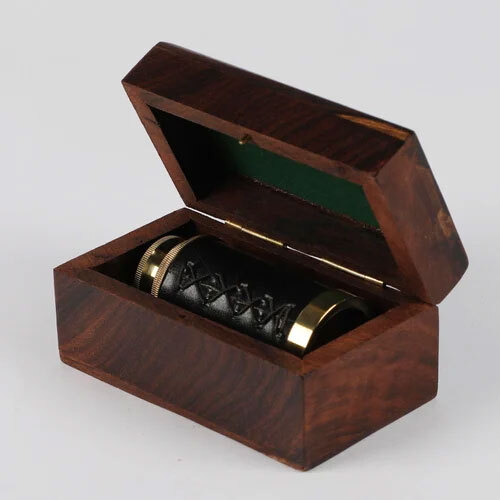 Brass Telescope With Wooden Box - Color: Black